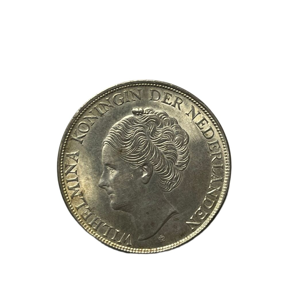 1944-D Curacao 2 1/2 Gulden Silver Coin Queen Wilhelmina KM#46 WWII